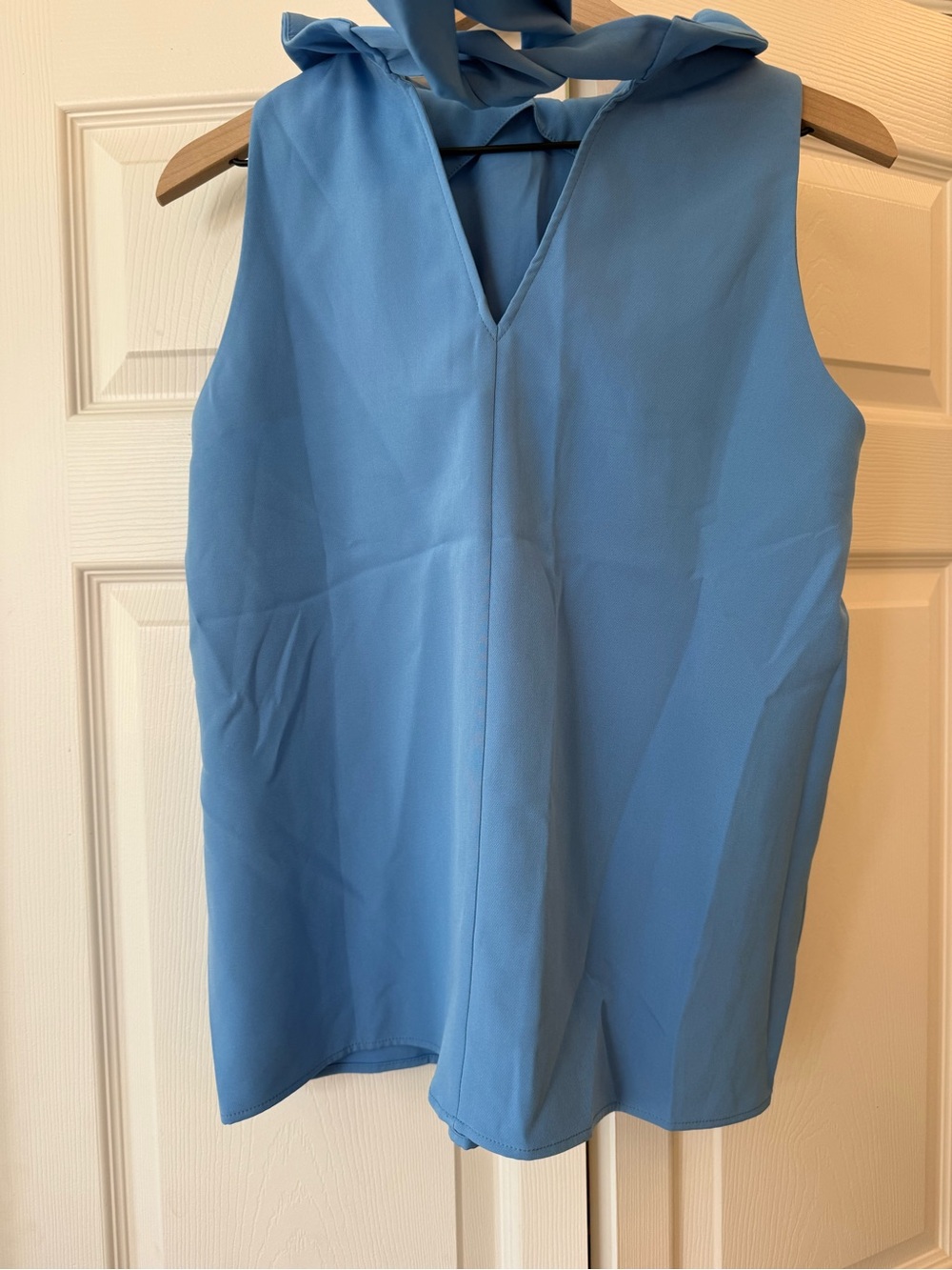 Tuckernuck Mason top light blue sleeveless blouse ruffled collar size m nwot - Picture 5 of 9